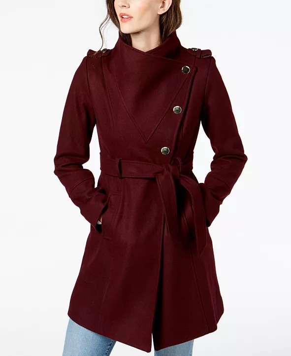 guess asymmetrical wrap coat